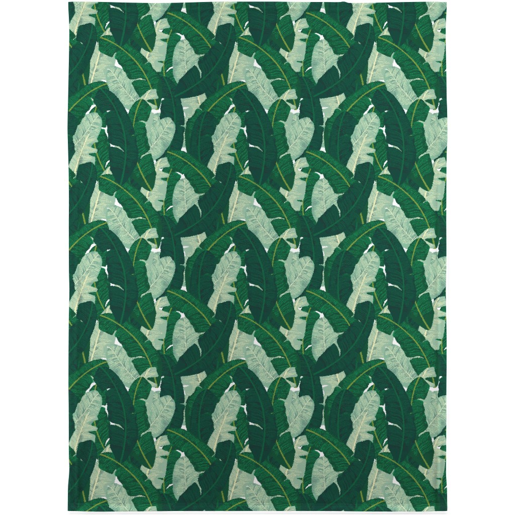 Classic Banana Leaves in Palm Springs Green Blanket, Fleece, 30x40, Green, Classic Green