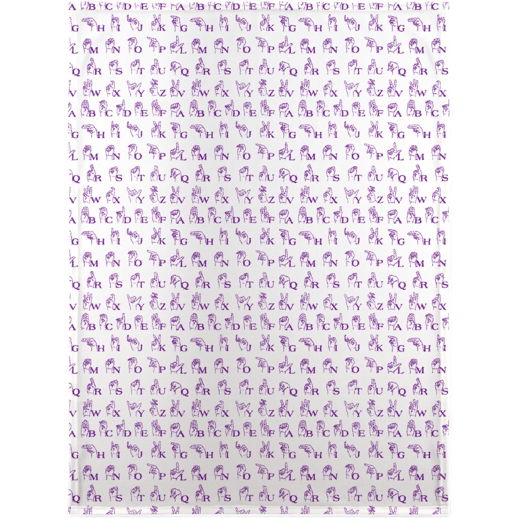 Sign Language Alphabet Blanket, Fleece, 30x40, Purple
