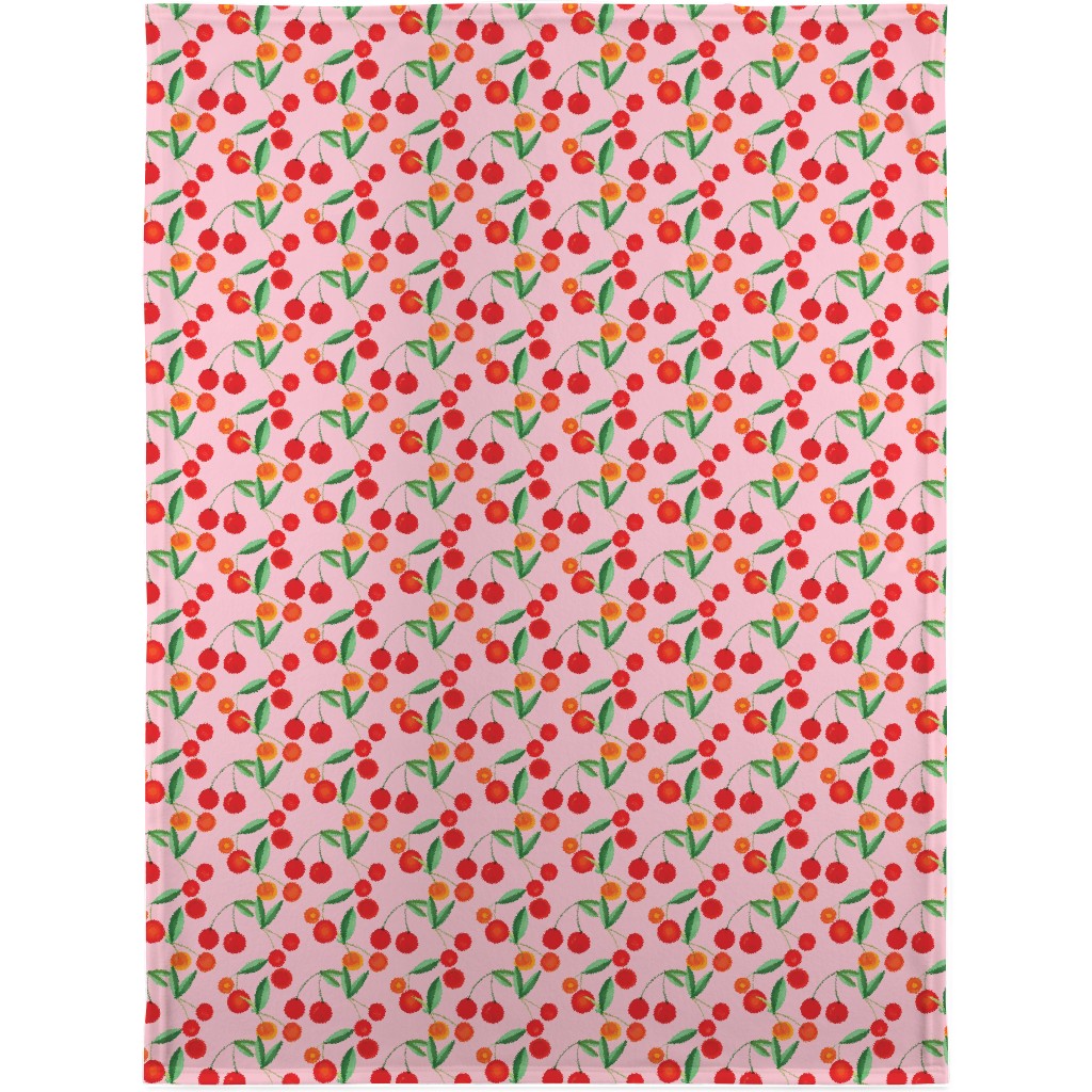 Cherry Farm Blanket, Fleece, 30x40, Pink