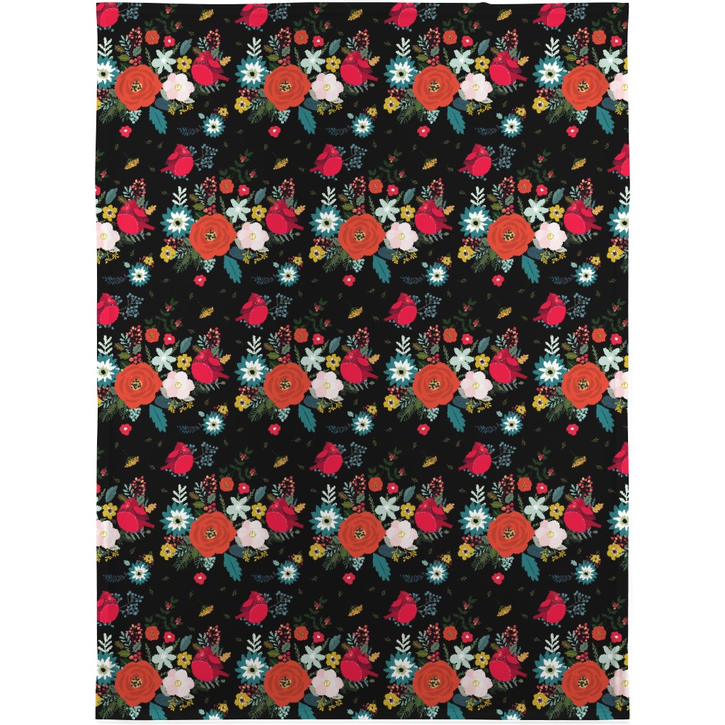 Winter Fields - Black Blanket, Fleece, 30x40, Multicolor