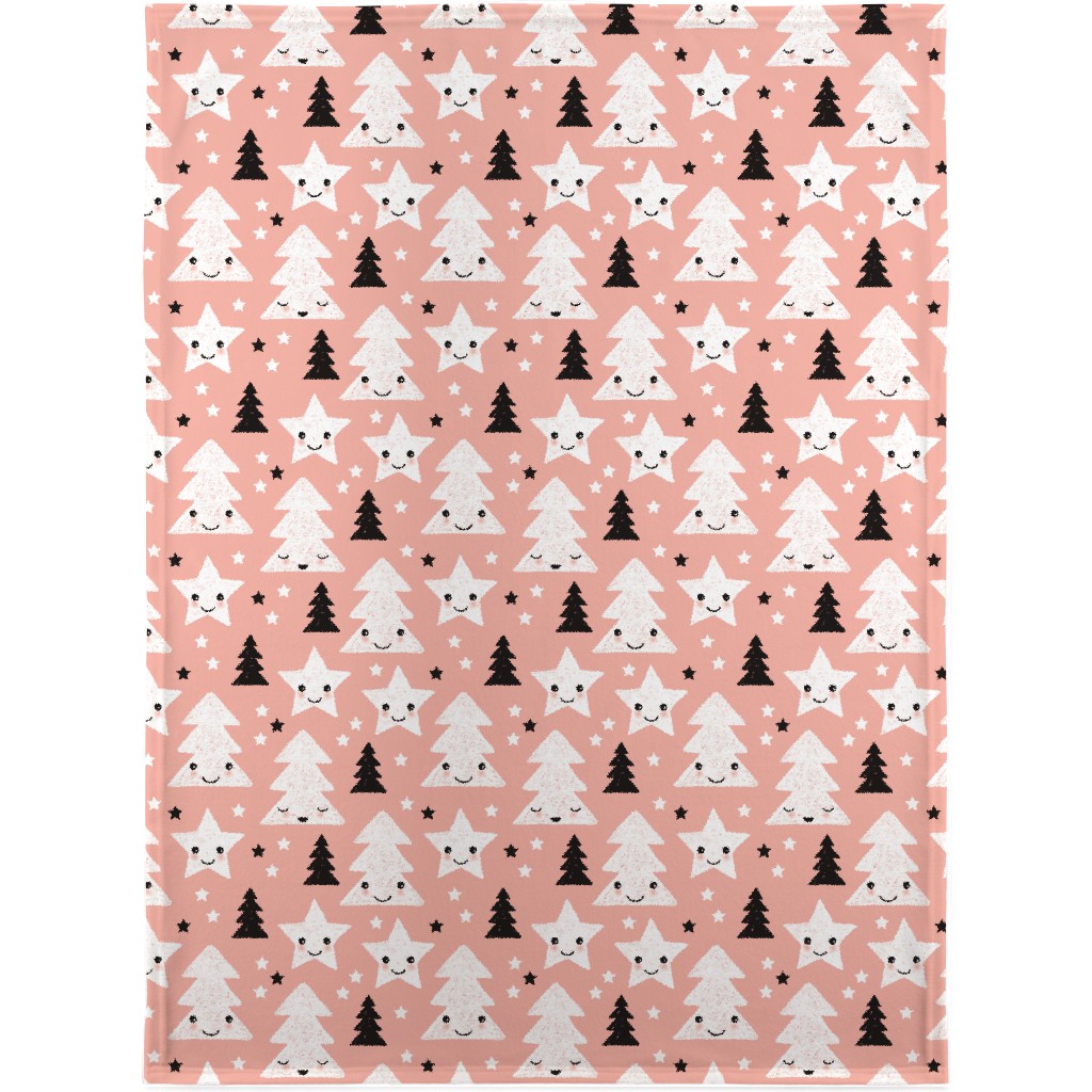 Merry Christmas Kawaii - Pink Blanket, Fleece, 30x40, Pink