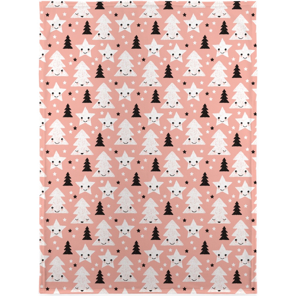 Merry Christmas Kawaii - Pink Blanket, Fleece, 30x40, Pink, Bright Pink