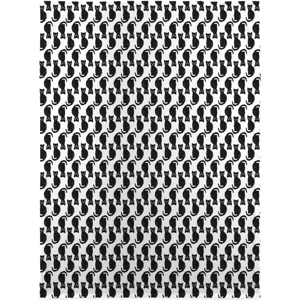 Black Cat Blanket, Fleece, 30x40, Black, Black