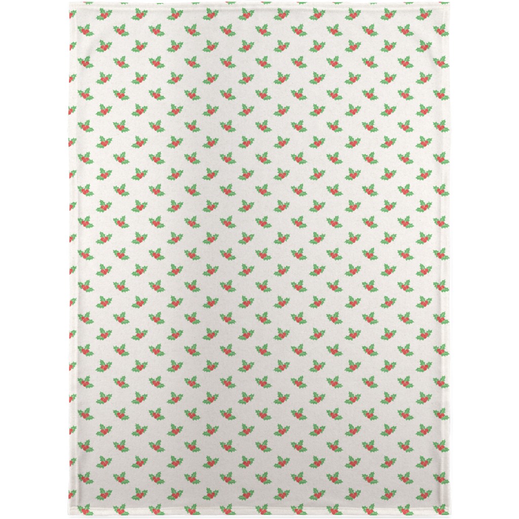 Mistletoe - on White Blanket, Fleece, 30x40, Beige, Pearl