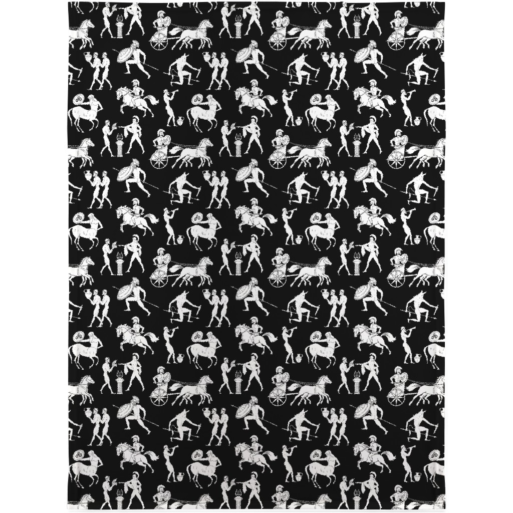 Greek Figures Blanket, Fleece, 30x40, Black, Black
