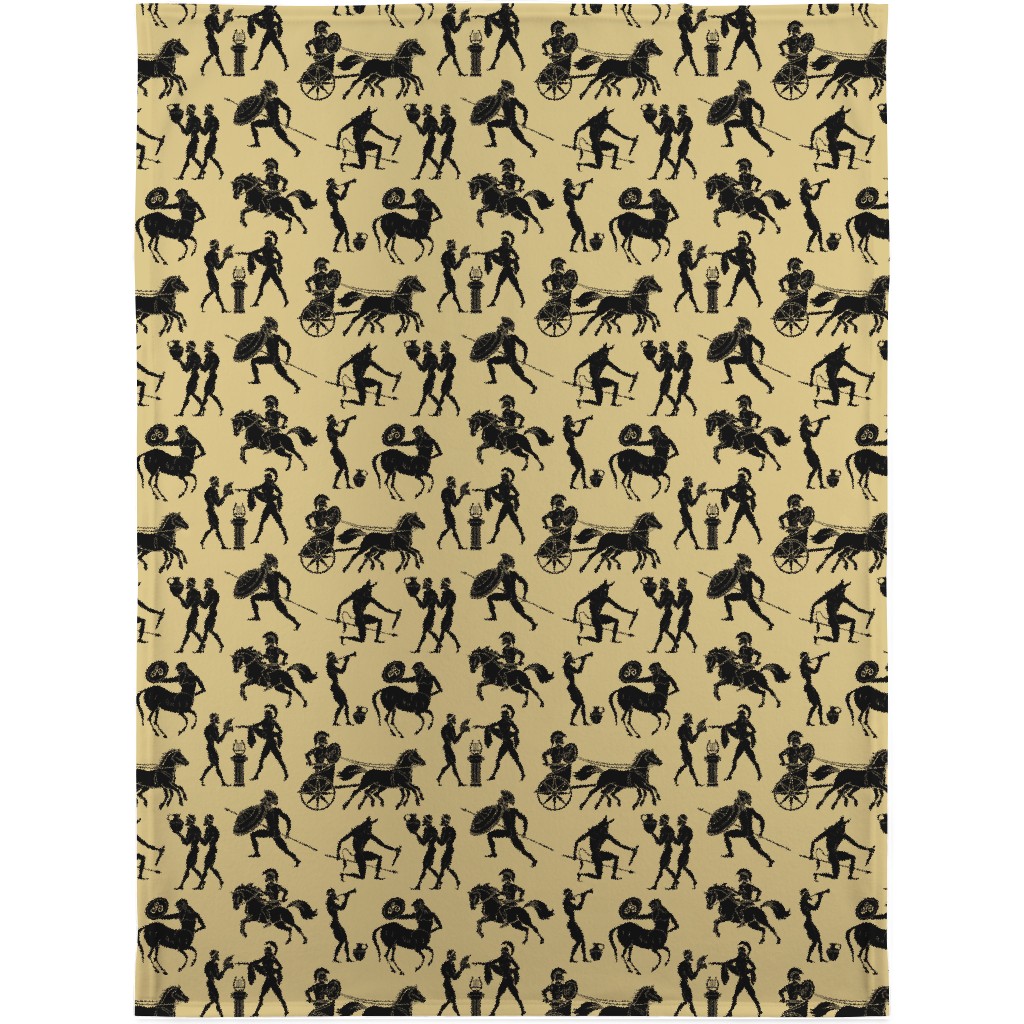 Greek Figures Blanket, Fleece, 30x40, Yellow, Champagne