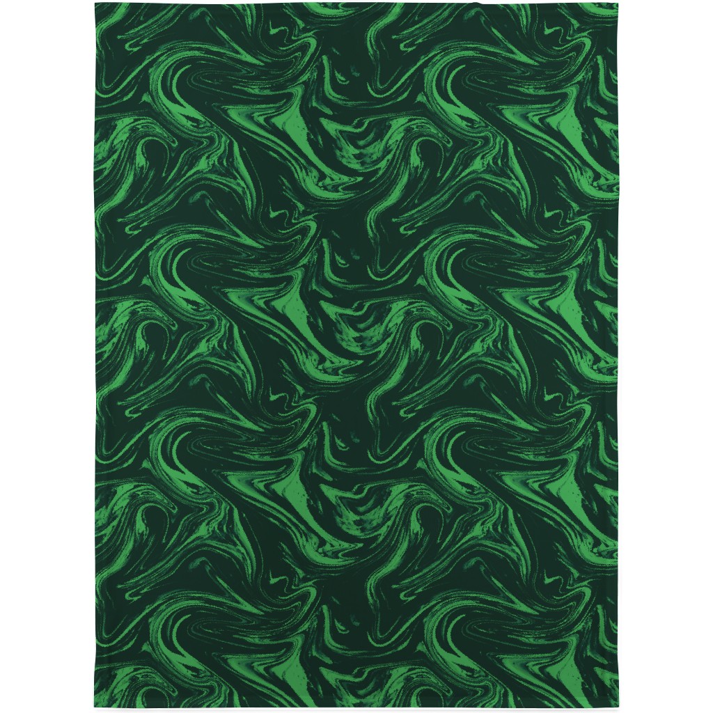 Marbled Paper - Deep Emerald Blanket, Fleece, 30x40, Green, Classic Green