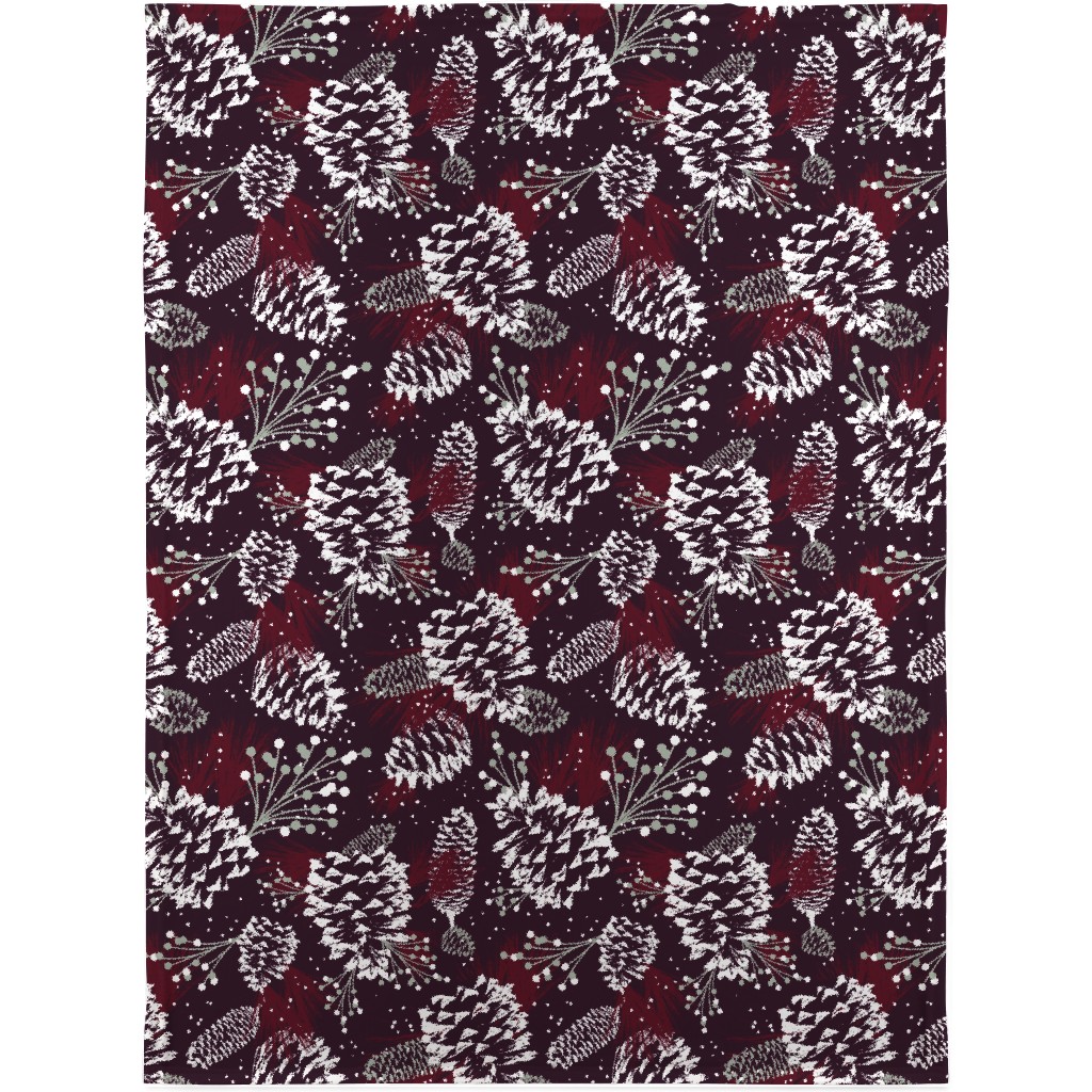 Festive Forest - Burgundy Blanket, Fleece, 30x40, Red