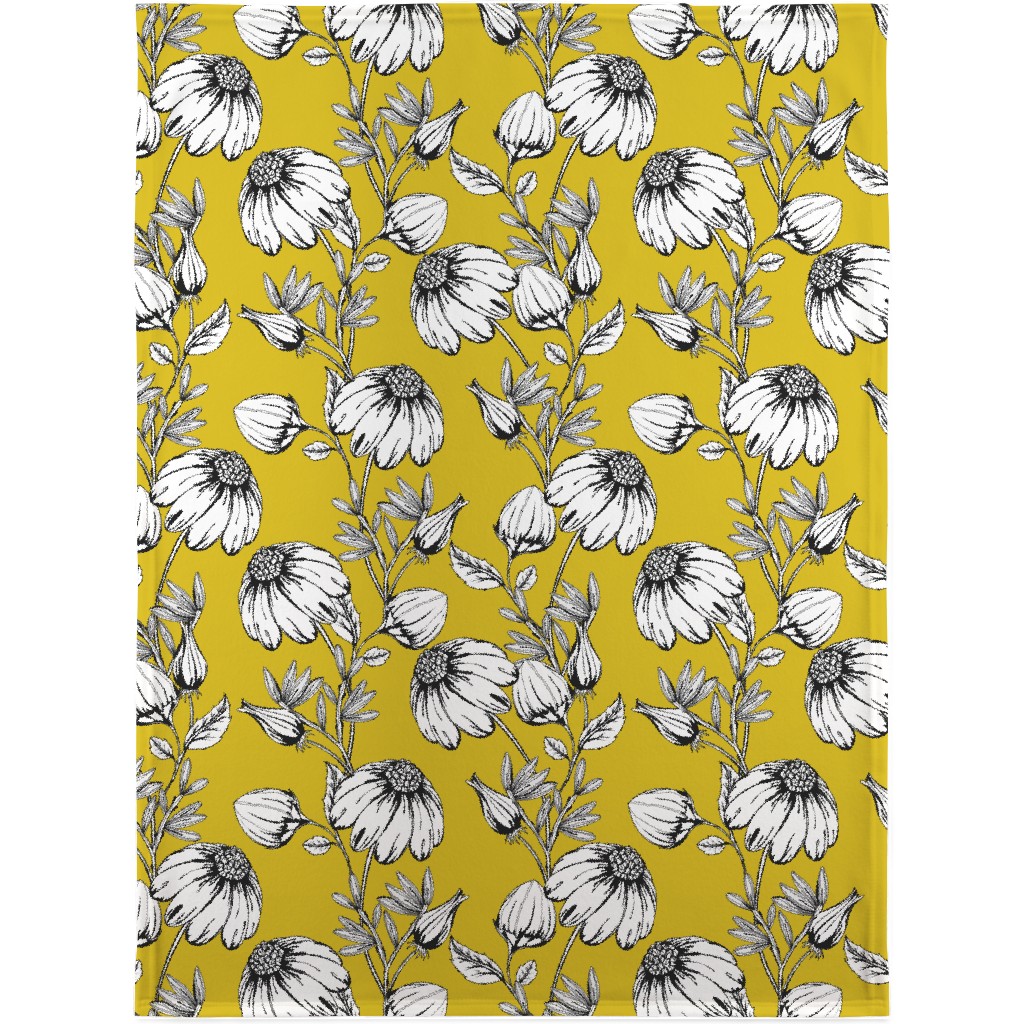 Bloom Floral - Yellow Blanket, Fleece, 30x40, Yellow, Classic Yellow