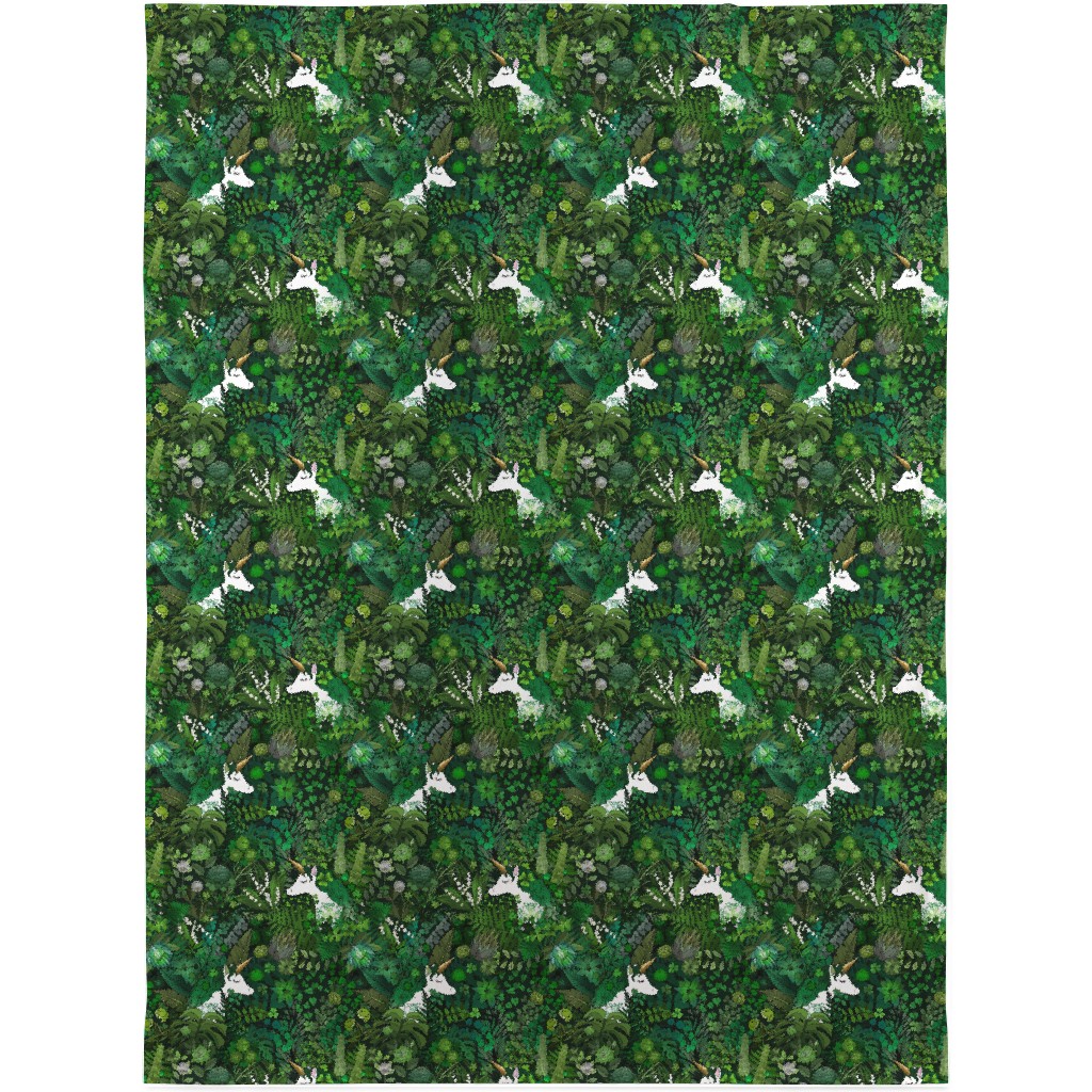 Irish Unicorn in a Green Garden Blanket, Fleece, 30x40, Green