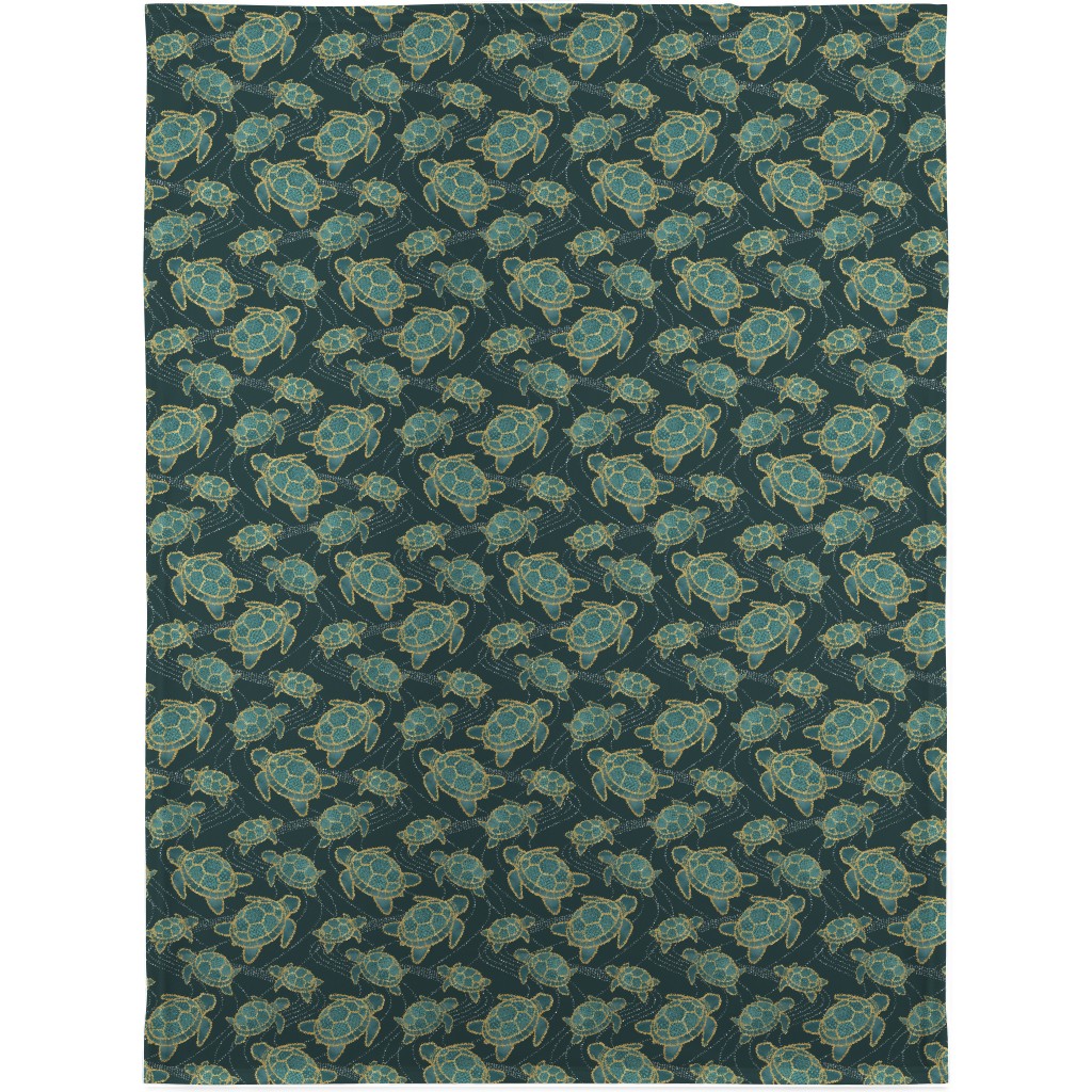 Turtles - Green Blanket, Fleece, 30x40, Green