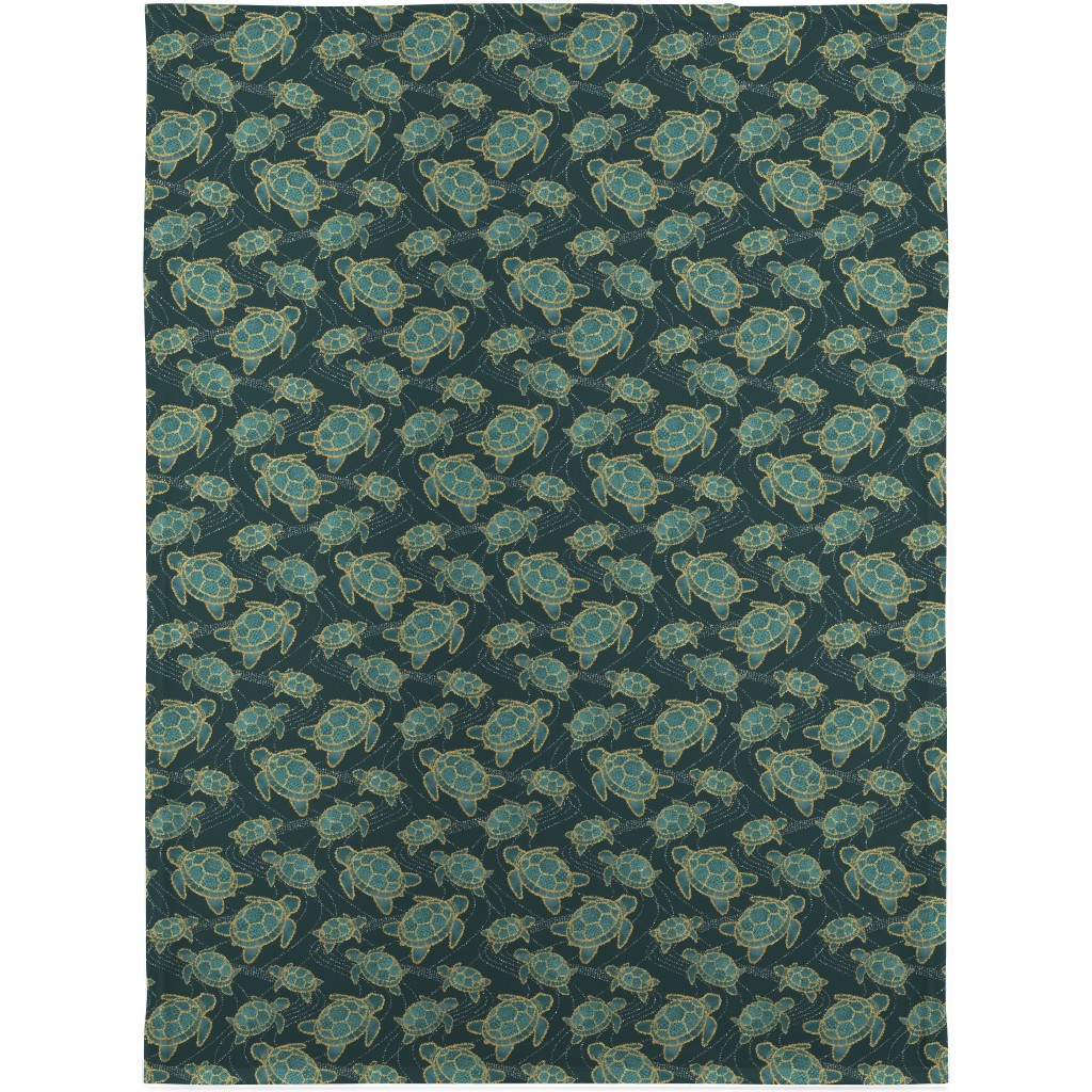 Turtles - Green Blanket, Fleece, 30x40, Green, Classic Green