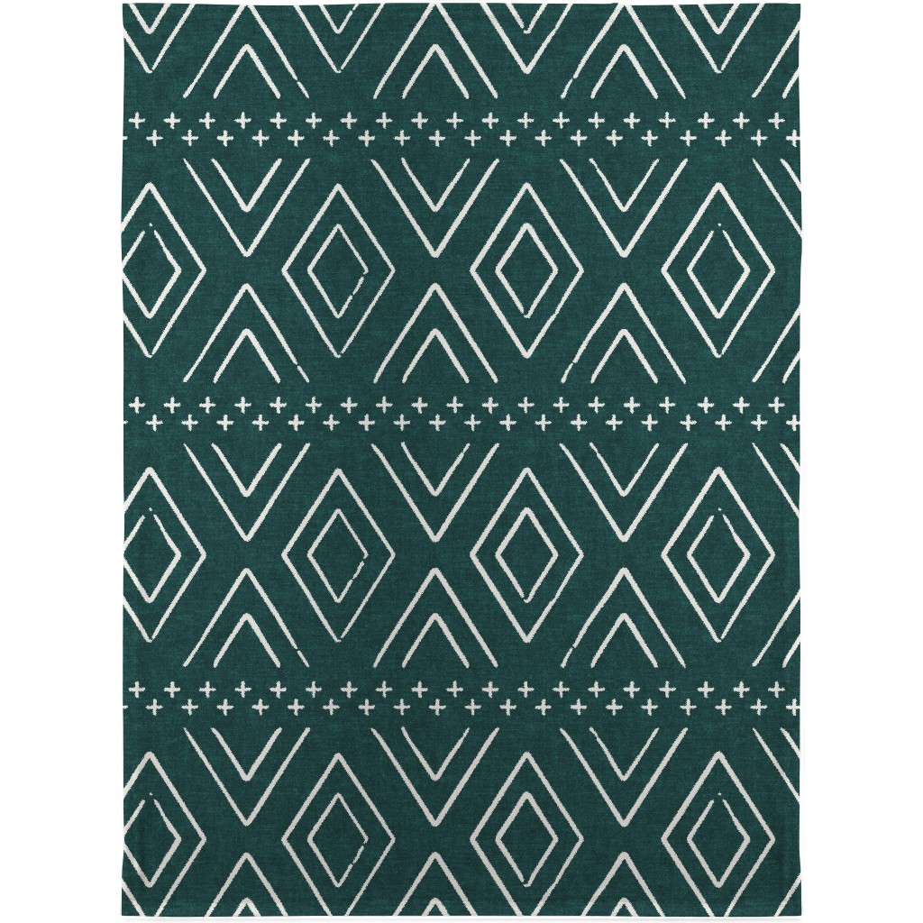 Farmhouse Diamonds Blanket, Fleece, 30x40, Green, Seaweed