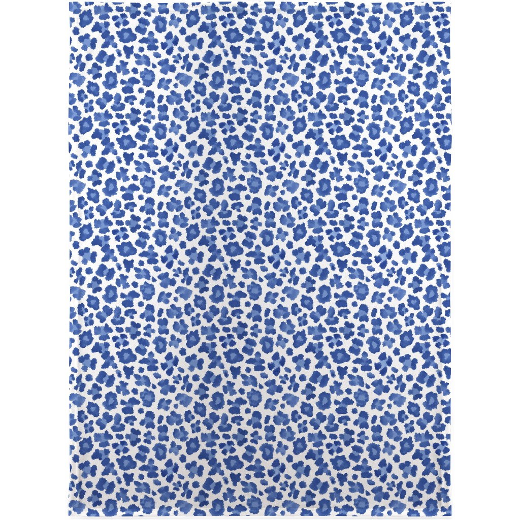 Leopard Print - Blue and White Blanket, Fleece, 30x40, Blue