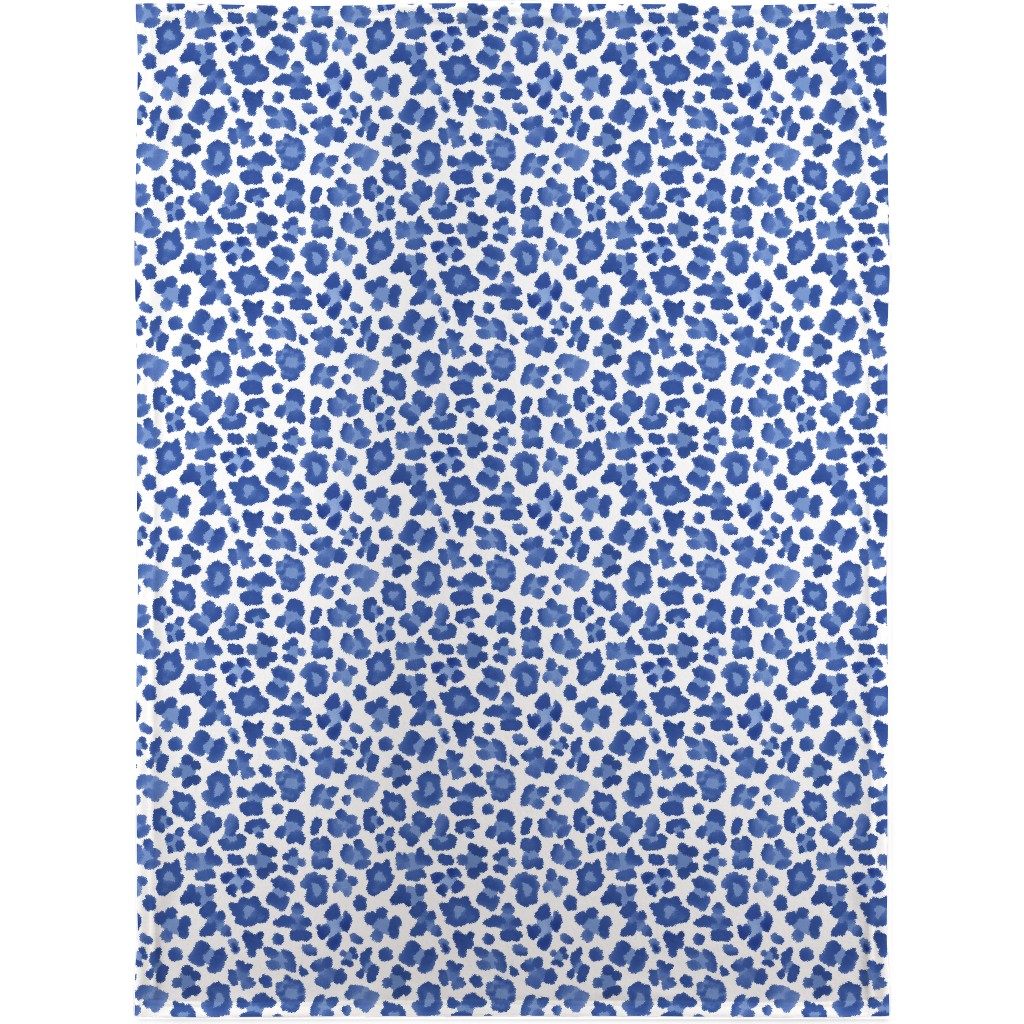 Leopard Print - Blue and White Blanket, Fleece, 30x40, Blue