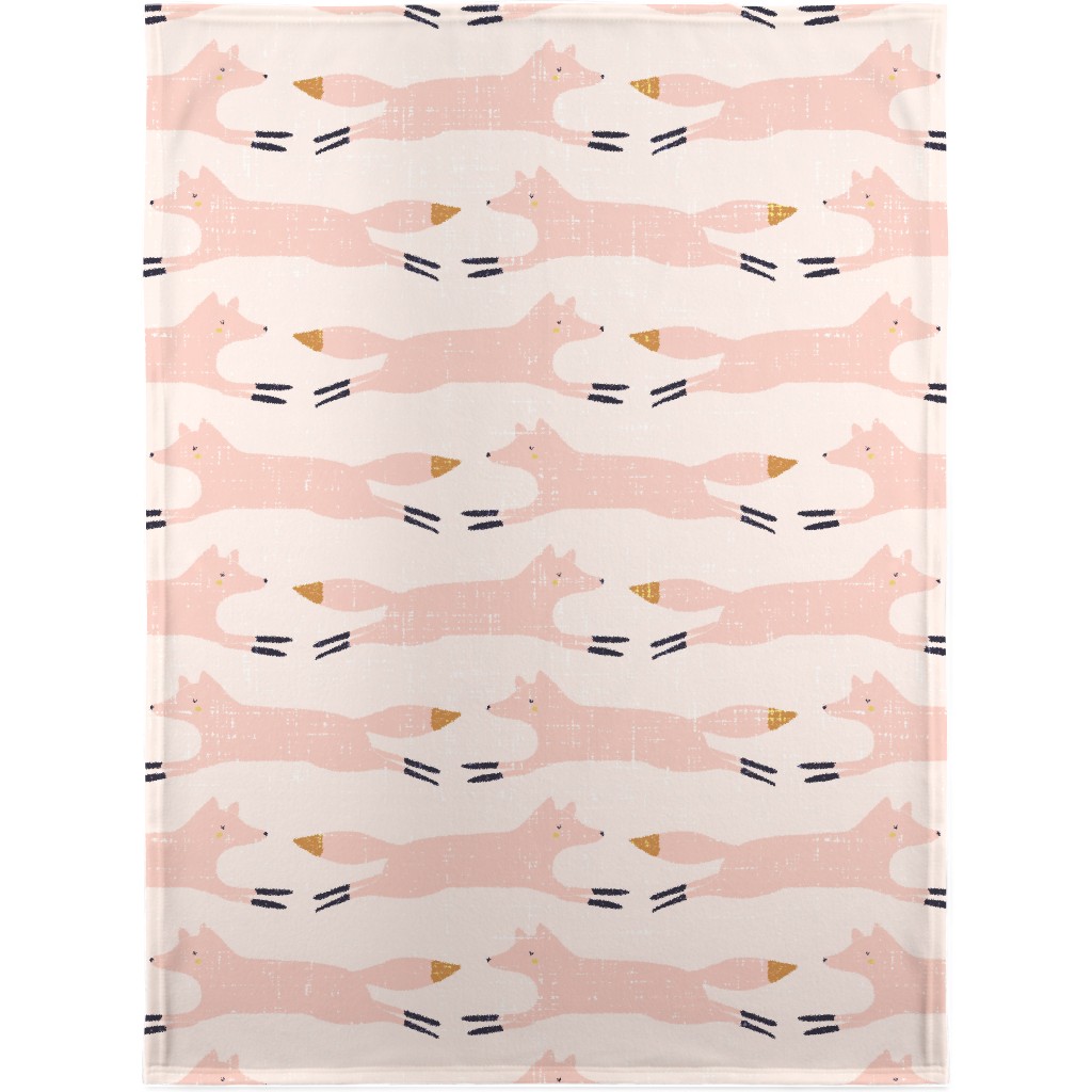 Leaping Fox - Pink Blanket, Fleece, 30x40, Pink
