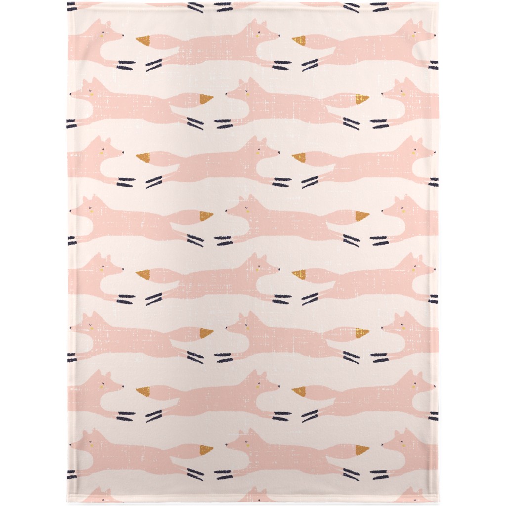 Leaping Fox - Pink Blanket, Fleece, 30x40, Pink, Bright Pink