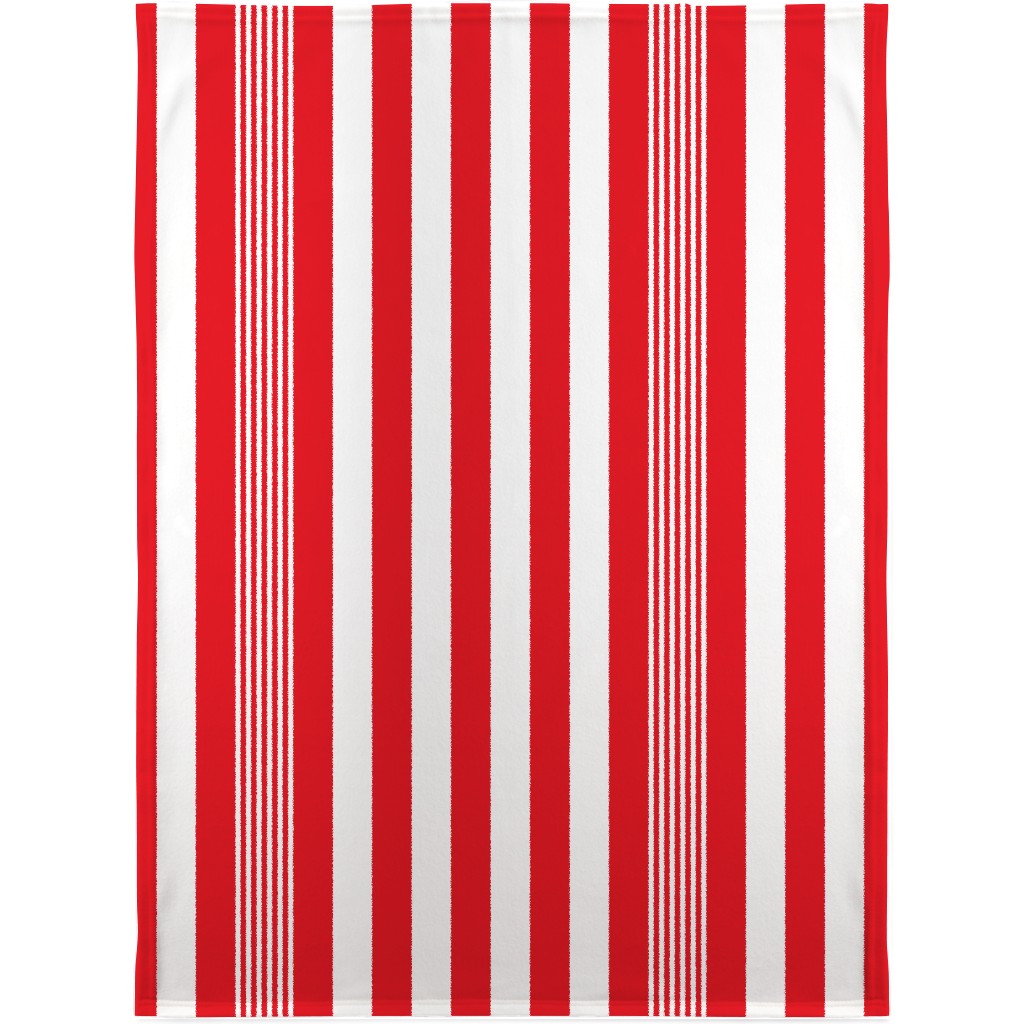 Turkish Stripes Vertical- Canada Day - Red and White Blanket, Fleece, 30x40, Red