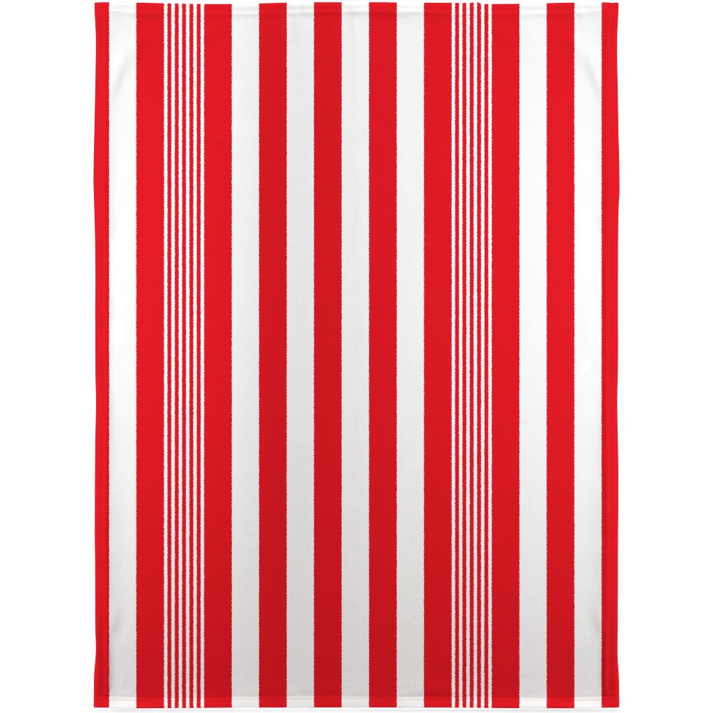 Turkish Stripes Vertical- Canada Day - Red and White Blanket, Fleece, 30x40, Red, Red