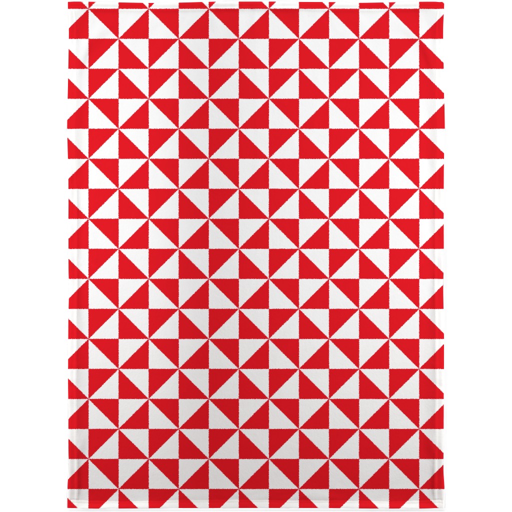 Pinwheels - Red and White Blanket, Fleece, 30x40, Red, Red