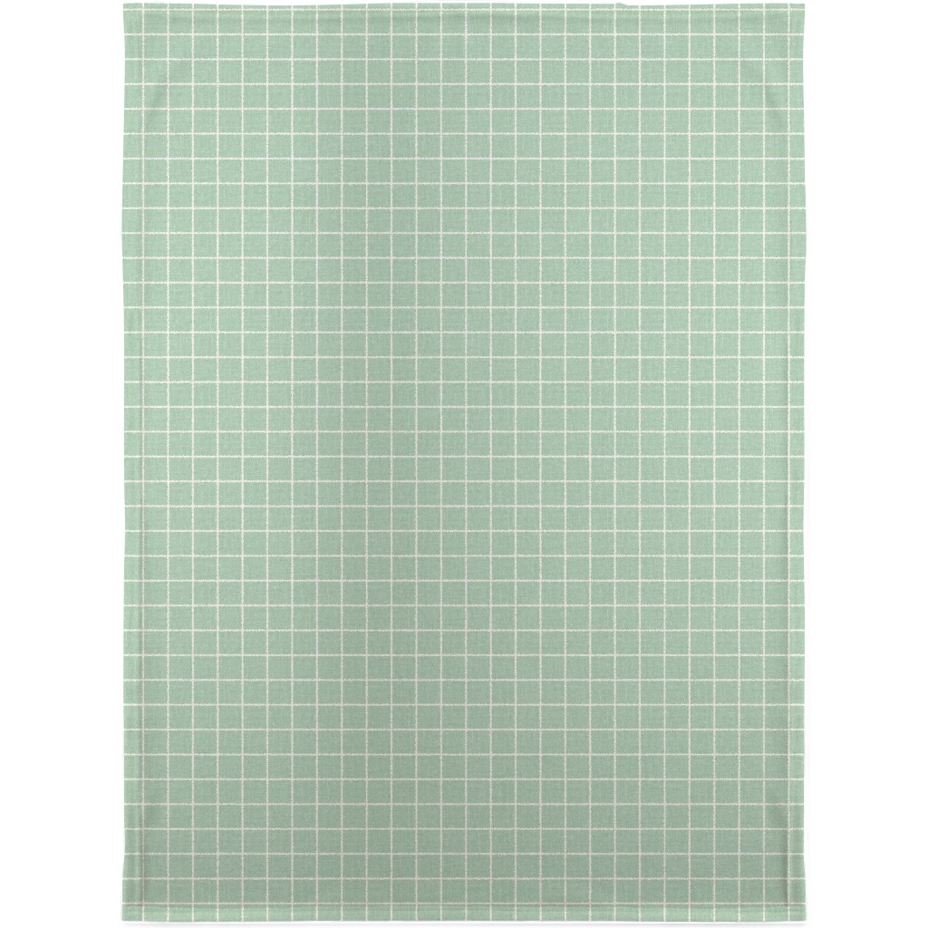 Grid Linen Look Blanket, Fleece, 30x40, Green, Mint