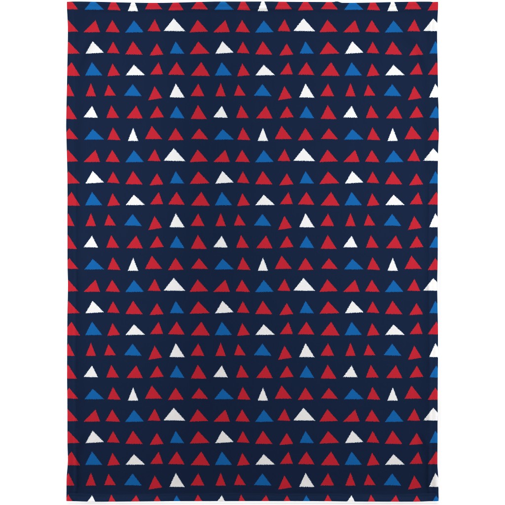 Triangles - Red White and Blue Blanket, Fleece, 30x40, Blue