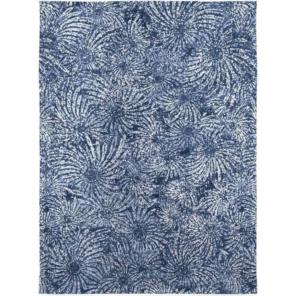 Shibori Floral Bursts - Navy Blanket, Fleece, 30x40, Blue