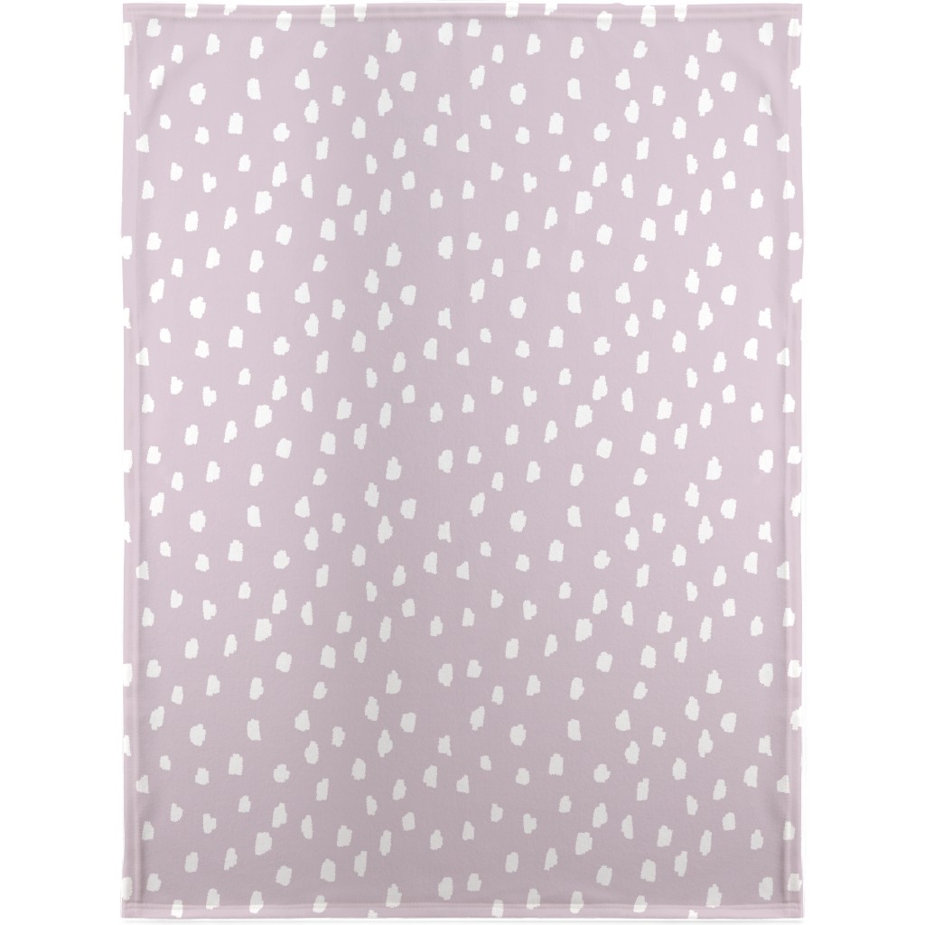 Scattered Marks - White on Lilac Blanket, Fleece, 30x40, Purple