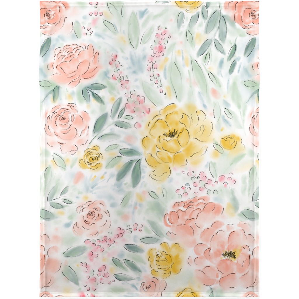 Barely There Watercolor Floral - Multi Blanket, Fleece, 30x40, Multicolor