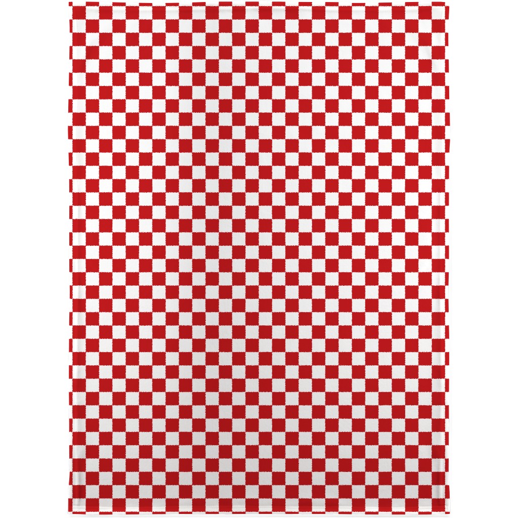 Checkerboard - Red and White Blanket, Fleece, 30x40, Red