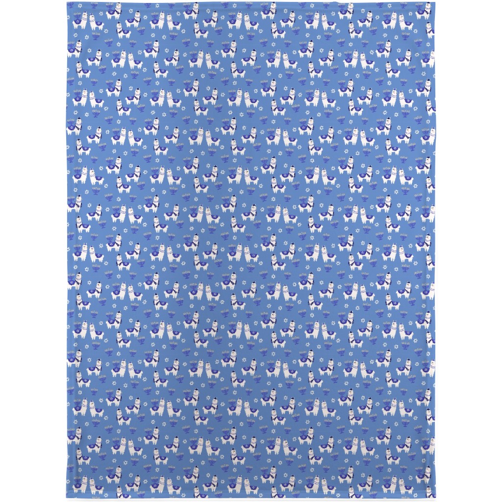 Llamakah - Blue Blanket, Fleece, 30x40, Blue, True Blue