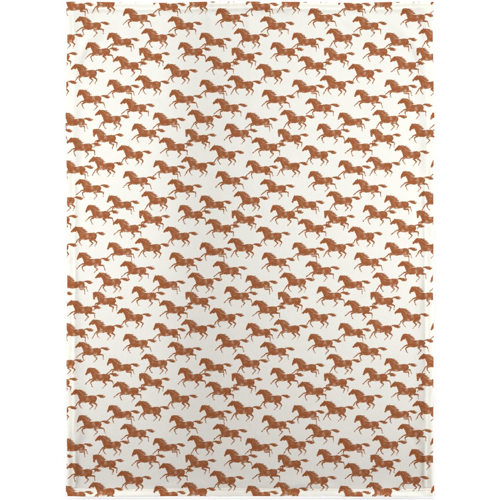 Wild Horses - Ginger on Cream Blanket, Fleece, 30x40, Brown, Brown