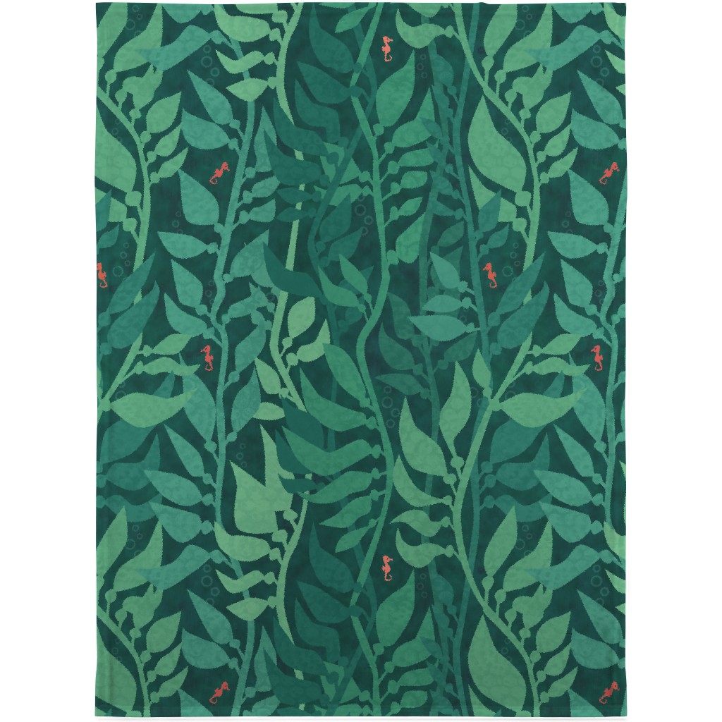 Mermaid Wonderland Kelp - Green Blanket, Fleece, 30x40, Green