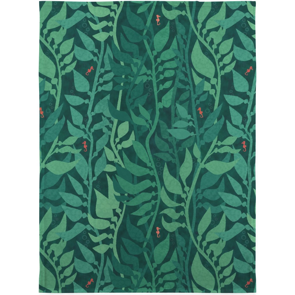Mermaid Wonderland Kelp - Green Blanket, Fleece, 30x40, Green, Classic Green