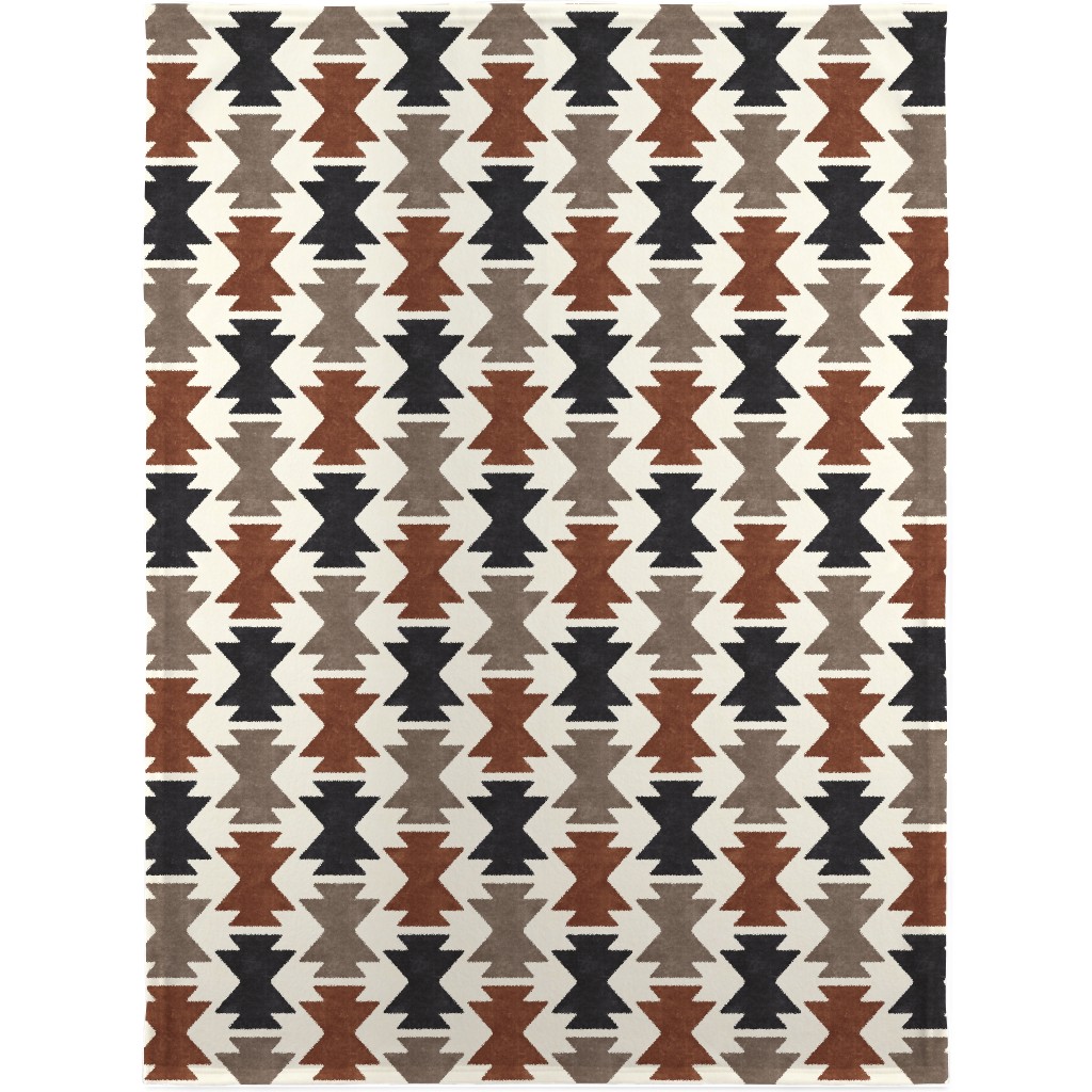 Bohemian Aztec Blanket, Fleece, 30x40, Brown