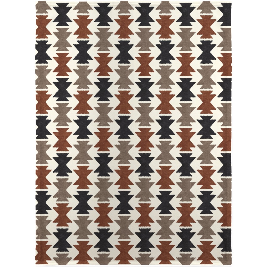 Bohemian Aztec Blanket, Fleece, 30x40, Brown, Chestnut