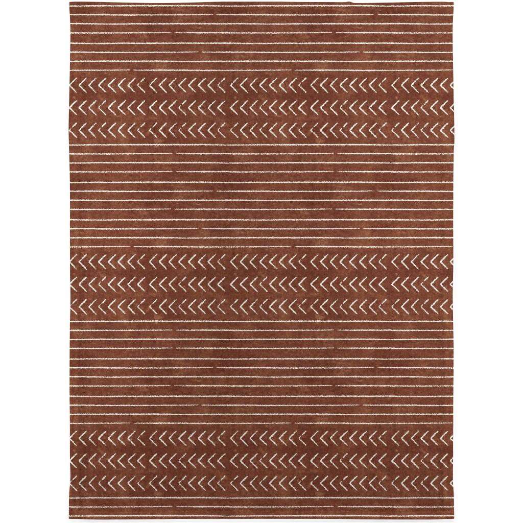 Arrow Stripes Mud Cloth Modern Blanket, Fleece, 30x40, Brown