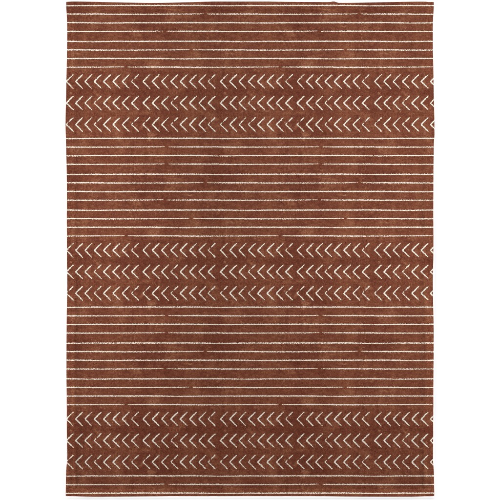Arrow Stripes Mud Cloth Modern Blanket, Fleece, 30x40, Brown