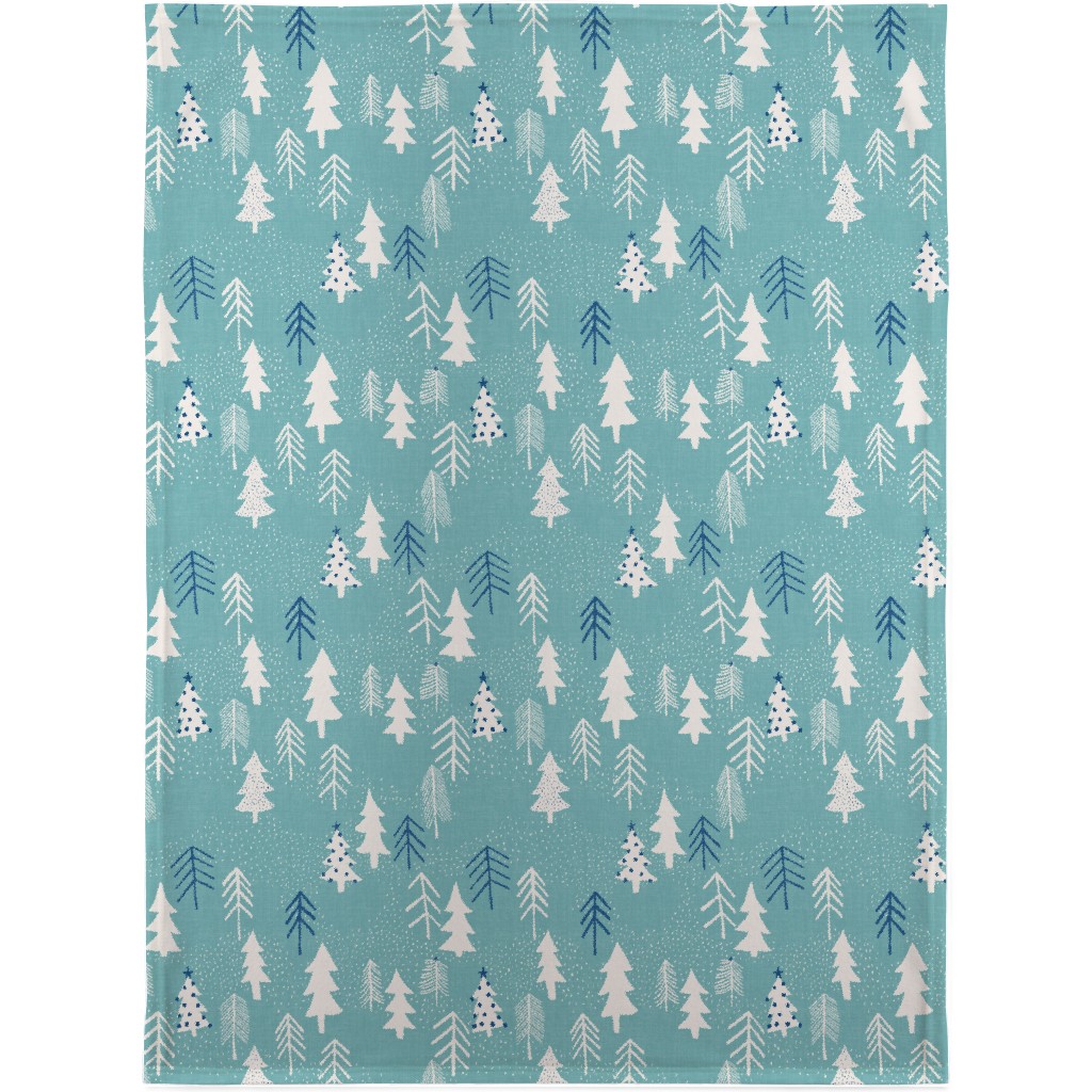 Evergreen Forest Blanket, Fleece, 30x40, Blue, Sea