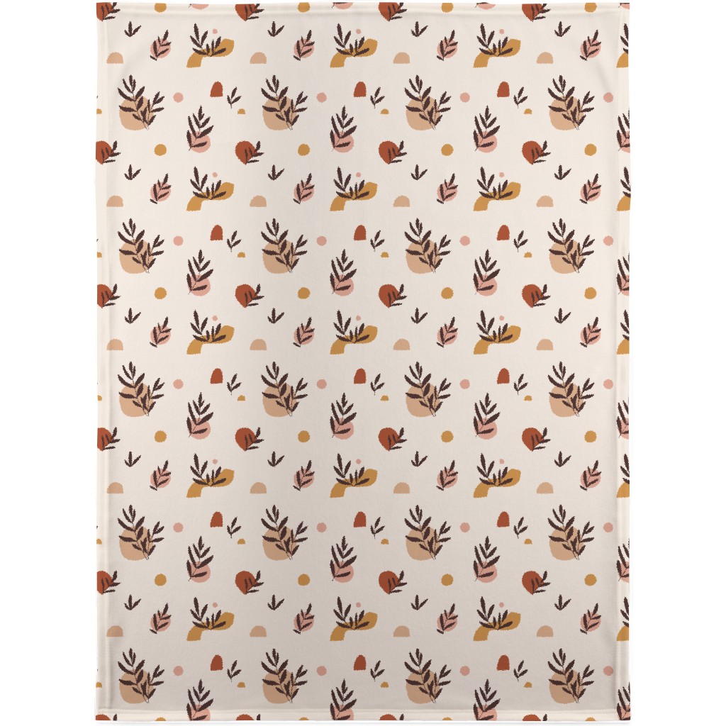 Abstraction and Tropical Leaves - Light Blanket, Fleece, 30x40, Beige, Pearl
