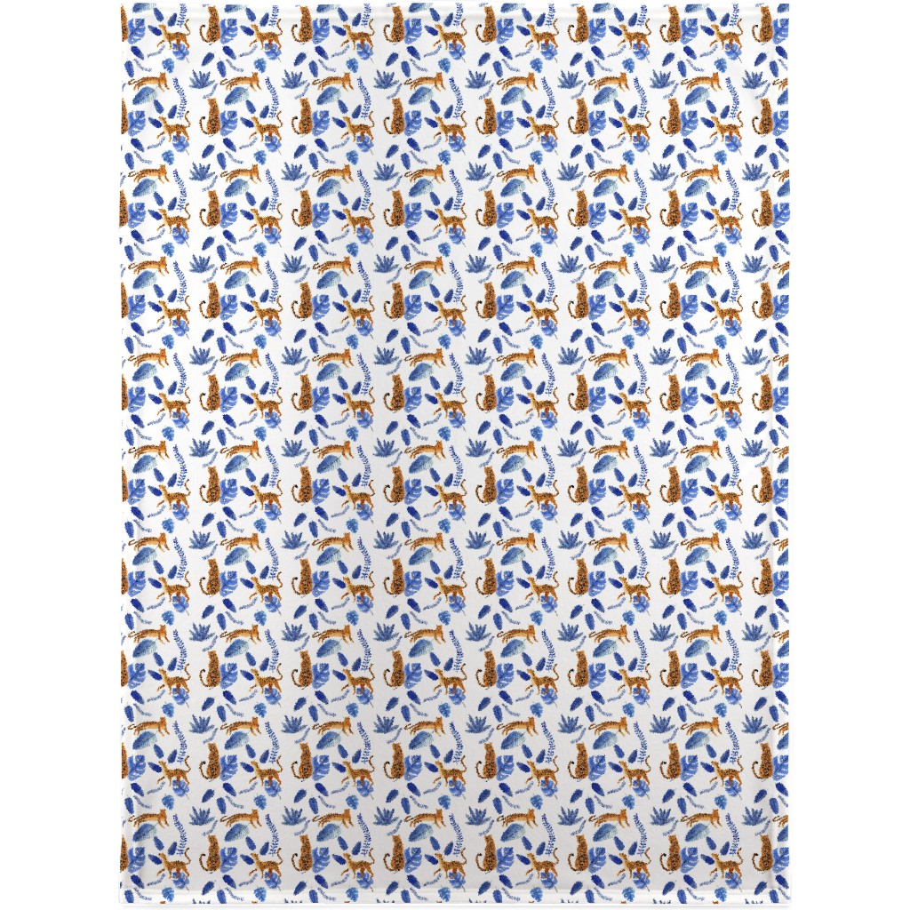 Leopard Tropical Exotic - Blue Blanket, Fleece, 30x40, Multicolor