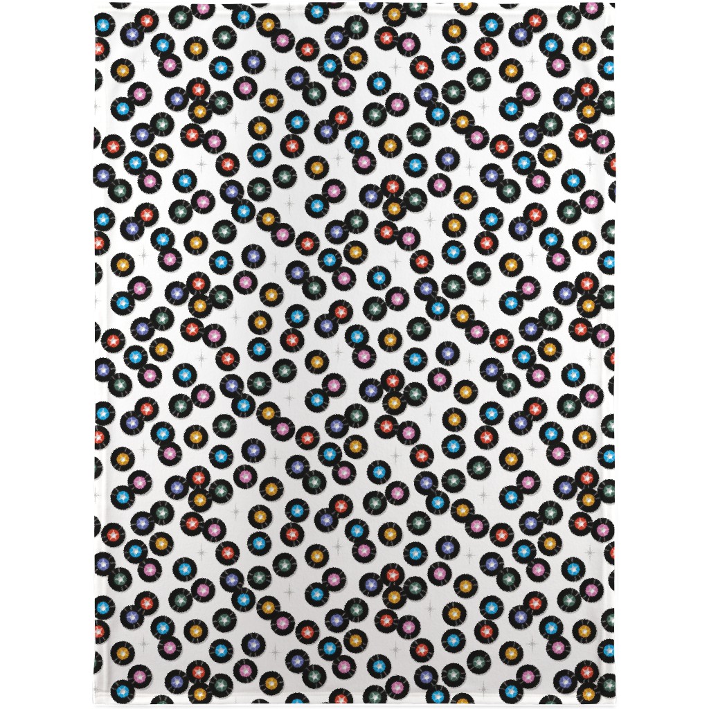 Pop Star Vintage Vinyl Records Blanket, Fleece, 30x40, White, White