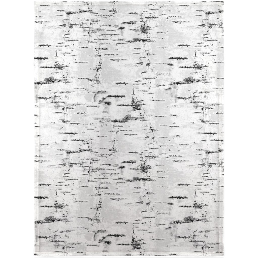 Birch Bark - White, Gray Blanket, Fleece, 30x40, Gray, Gray