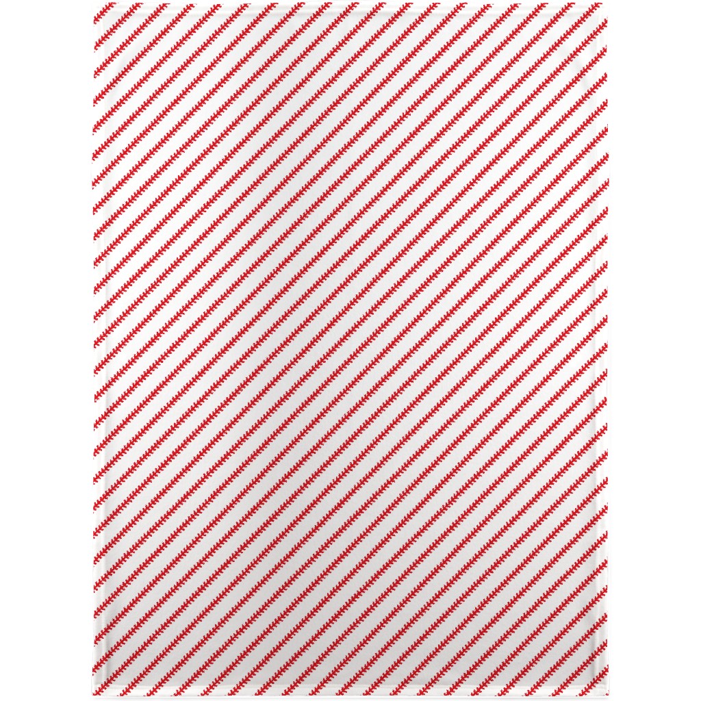 Baseball Stitch - Baseball - White Blanket, Fleece, 30x40, Red, Red