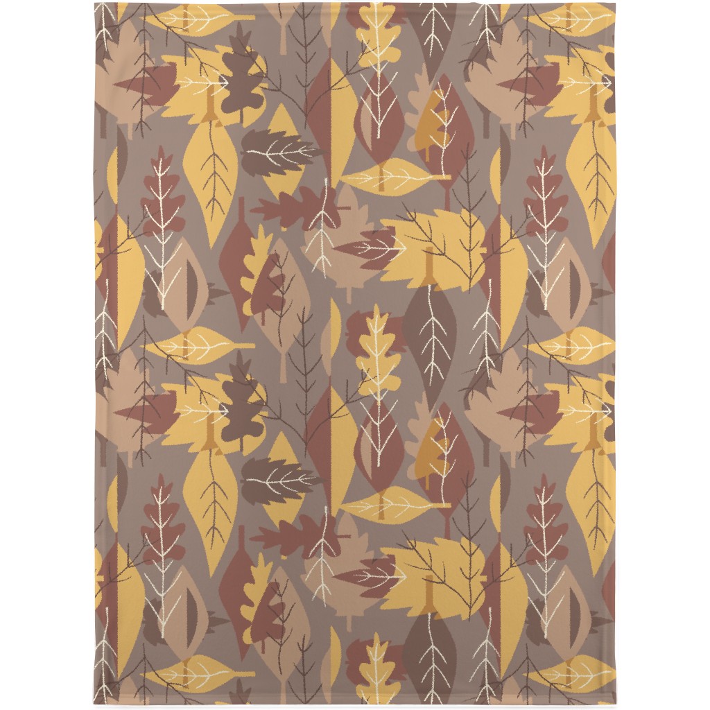 Leaf Pile Blanket, Fleece, 30x40, Brown