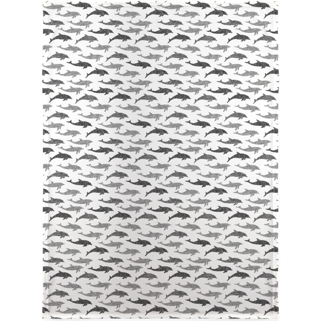 Dolphins Blanket, Fleece, 30x40, Gray