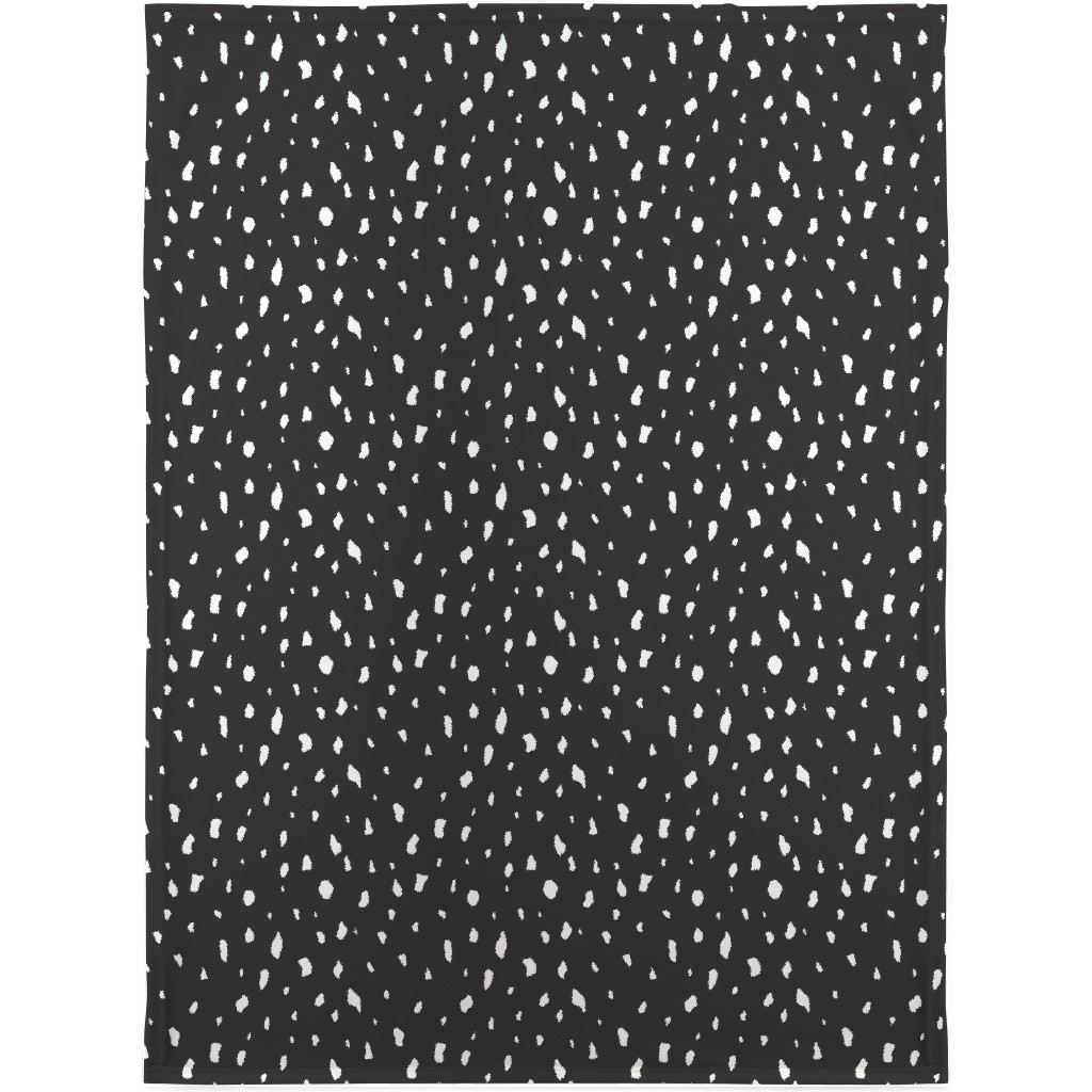 Chipped - Black and White Blanket, Fleece, 30x40, Black, Black