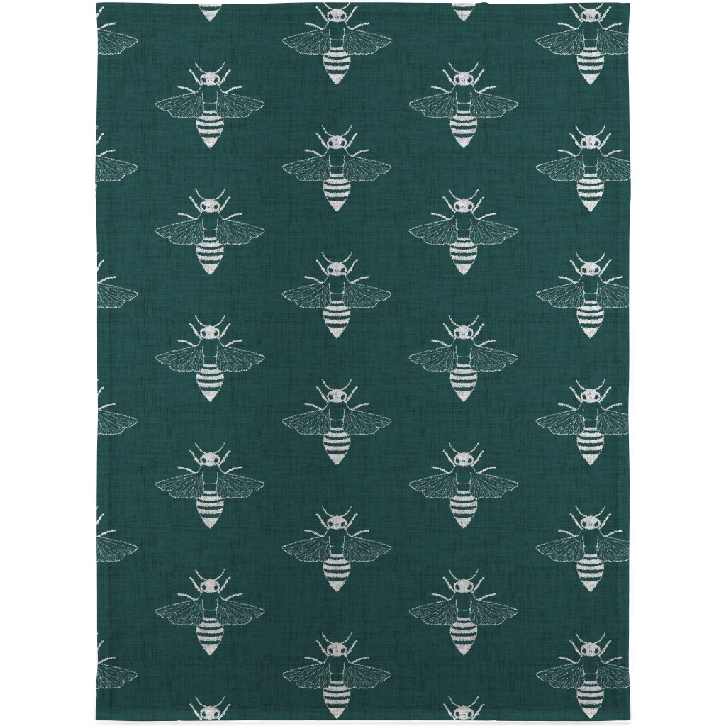 Bees - Green Blanket, Fleece, 30x40, Green, Classic Green