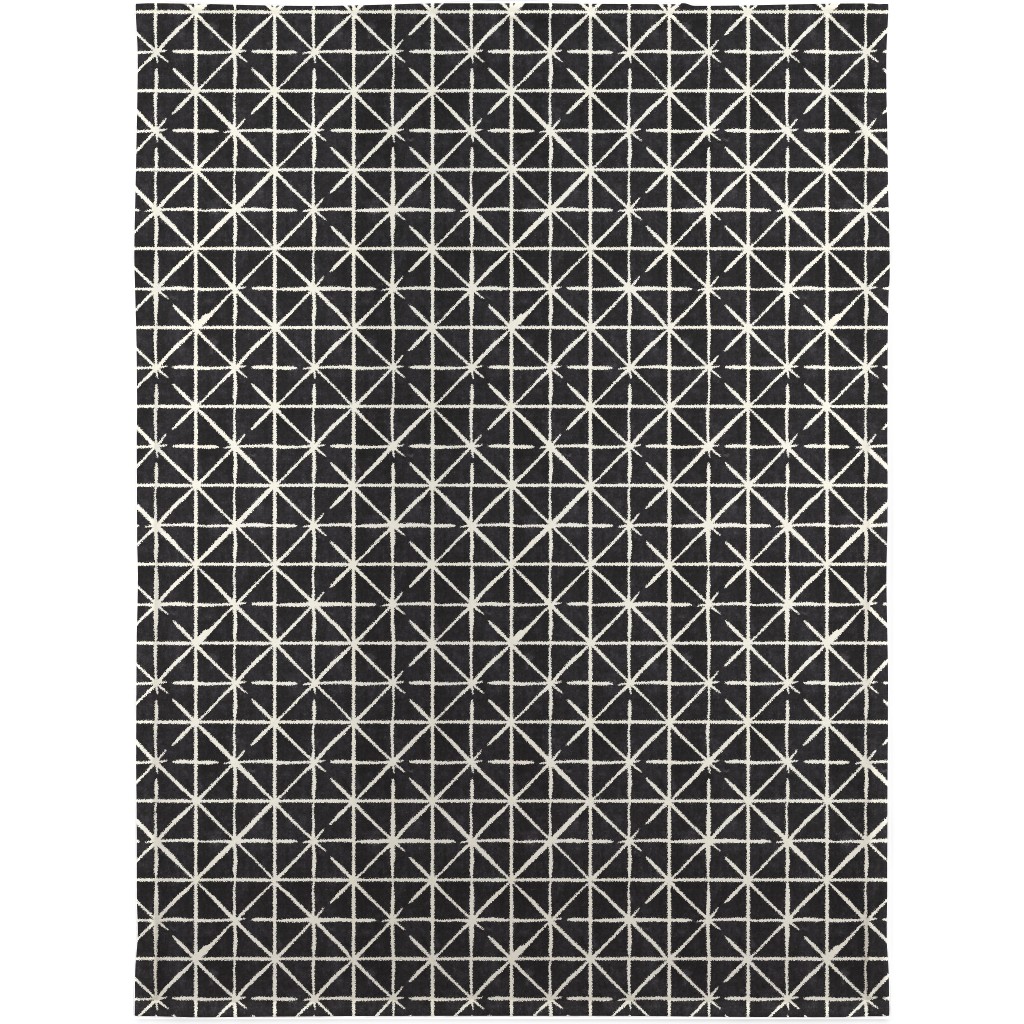 Geometric Triangles - Distressed Geometric Blanket, Plush Fleece, 30x40, Black, Black