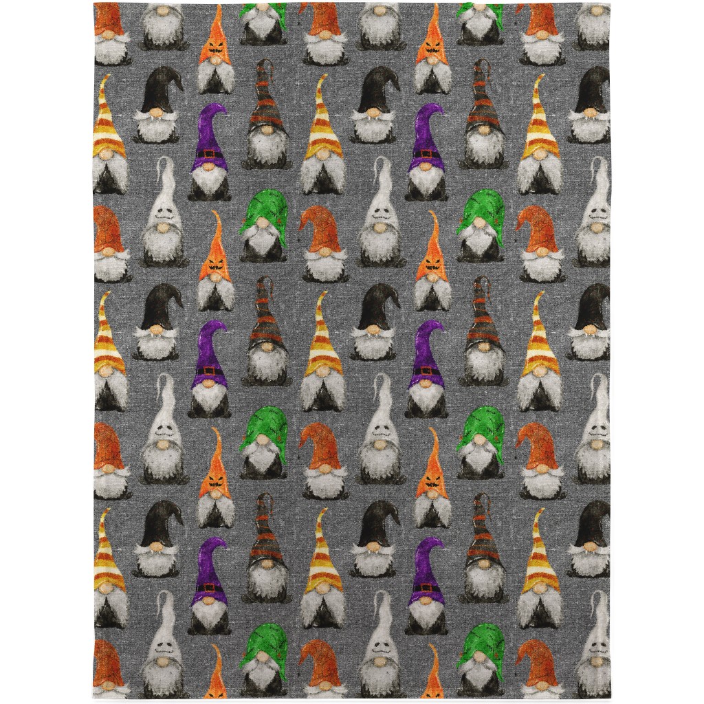 Halloween Gnomes - Grey Blanket, Plush Fleece, 30x40, Multicolor